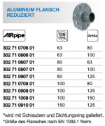 Rundflansch reduziert (aluminium) für Rohre AirPippe (von DN65, ROHR DN80 bis DN250 ROHR DN200, PN10 (12 HOLLEN))