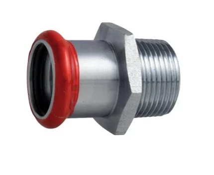 C-Stahl Pressfitting M Kontur 28 mm, Übergangsmuffe AG 3/4